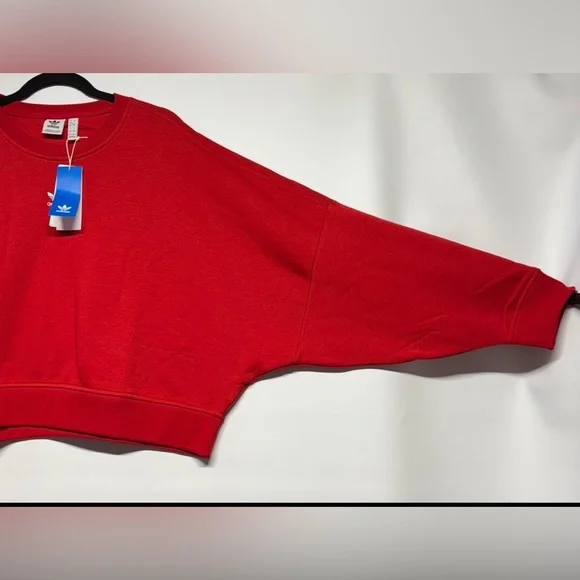 ✨Adidas Women's ESS CREW FL Red Sweatshirt Size L - Picture 6 of 11